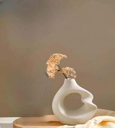 JARRÓN FLORES CERÁMICA DECORACIÓN MODERNO PEQUEÑO BLANCO JHN - 6