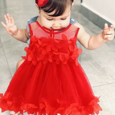 VESTIDO DE PRINCESA SIN MAGAS FLORAL TUL PARA BEBE LAU - 4