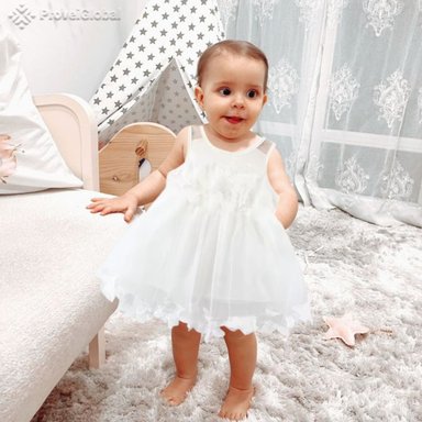 VESTIDO DE PRINCESA SIN MAGAS FLORAL TUL PARA BEBE LAU - 5