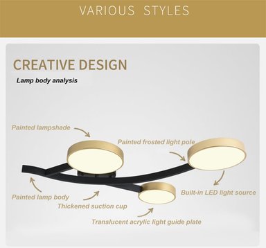 LÁMPARA TECHO NÓRDICA DORMITORIO SALA LED HOTEL RONDON - 1
