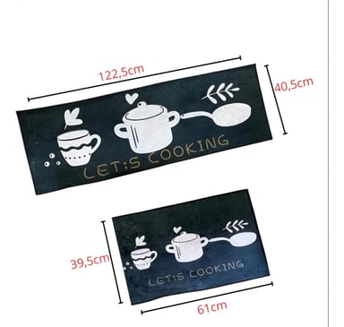 ALFOMBRA CONTEMPORÁNEA MODERNA COCINA ANTIDESLIZANTE 2 PIEZAS DECORATIVA PISO JHN 60 X 40 CM - 2