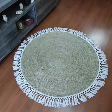 ALFOMBRA YUTE FIBRA NATURAL REDONDA DECORACIÓN 120CM JHN - 8