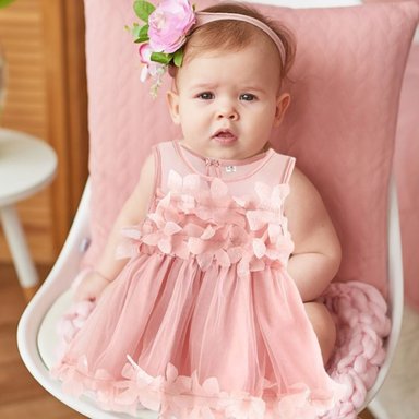 VESTIDO DE PRINCESA SIN MAGAS FLORAL TUL PARA BEBE LAU - 10