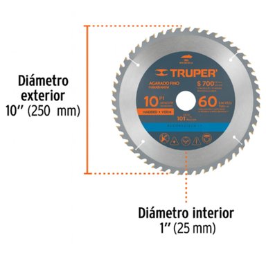 SIERRA CIRCULAR 2024 TRUPER P/MADERA 12 X 60 DTS. PROFESIONAL - 3