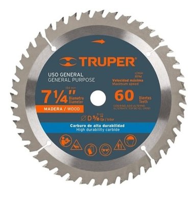 DISCO SIERRA CIRCULAR 7 1/4 PULGADAS 60 DIENTES TRUPER - 1