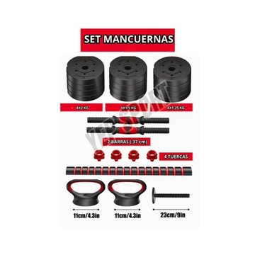 SET MANCUERNAS Y BARRA AJUSTABLE 30 KG ENTRENAMIENTO FITNESS - 4