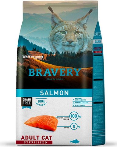 ALIMENTO BRAVERY PREMIUM STERILIZED GATO ADULTO SALMÓN7KG - 1