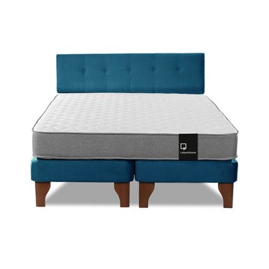 CAMA EUROPEA LATAM HOME ZEN BEST TELA VELVET AZUL 2 PLAZAS + RESPALDO - 2