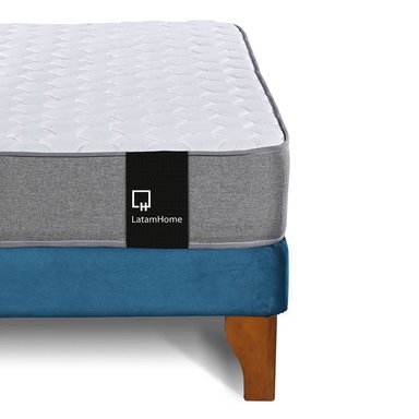 CAMA EUROPEA LATAM HOME ZEN BEST TELA VELVET AZUL 2 PLAZAS + RESPALDO - 3