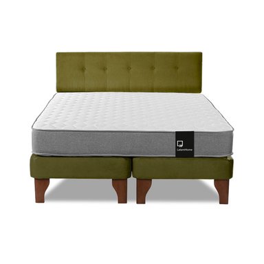 CAMA EUROPEA LATAM HOME ZEN BEST TELA VELVET VERDE 2 PLAZAS + RESPALDO - 5