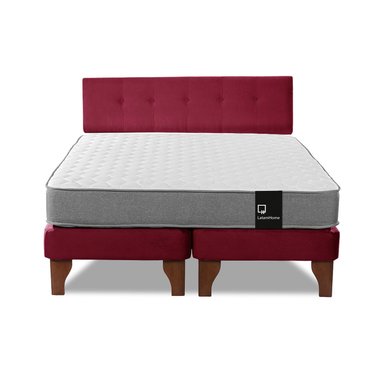 CAMA EUROPEA LATAM HOME ZEN BEST TELA VELVET BURDEO 2 PLAZAS + RESPALDO - 2