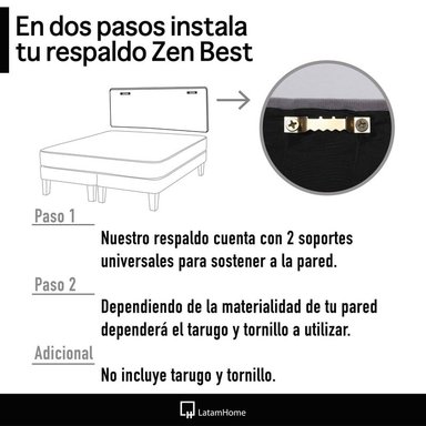 CAMA EUROPEA LATAM HOME ZEN BEST TELA VELVET BURDEO 2 PLAZAS + RESPALDO - 5