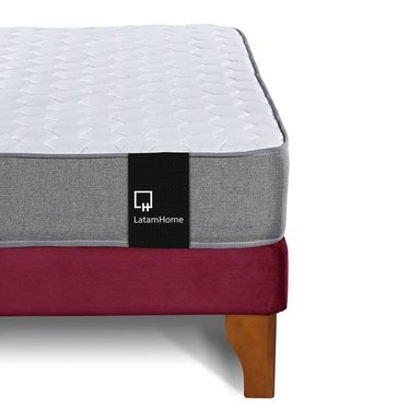 CAMA EUROPEA LATAM HOME ZEN BEST TELA VELVET BURDEO 2 PLAZAS + RESPALDO - 6