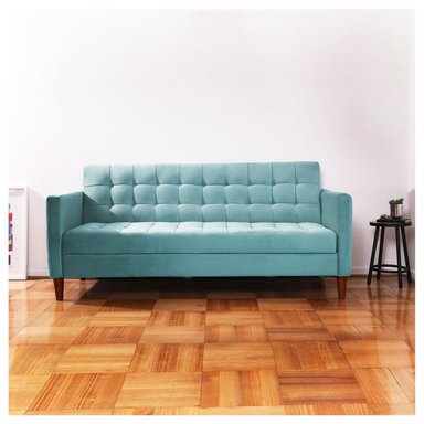 FUTON LATAM HOME GENOVA 3 CUERPOS TURQUESA TELA VELVET - 1