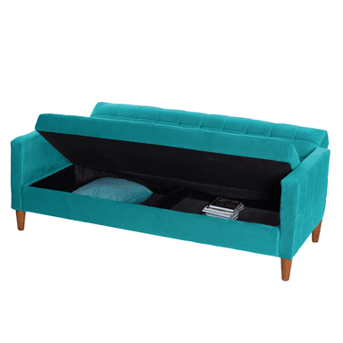 FUTON LATAM HOME GENOVA 3 CUERPOS TURQUESA TELA VELVET - 2