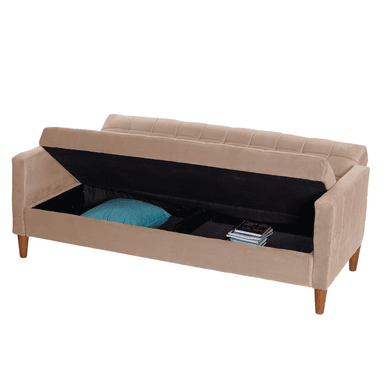 FUTON LATAM HOME GENOVA 3 CUERPOS BEIGE TELA VELVET - 2