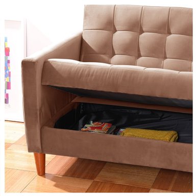 FUTON LATAM HOME GENOVA 3 CUERPOS BEIGE TELA VELVET - 5