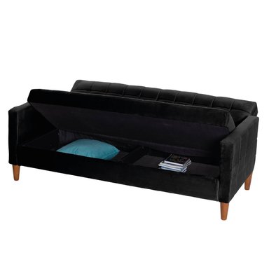 FUTON LATAM HOME GENOVA 3 CUERPOS NEGRO TELA VELVET - 5