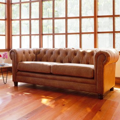 SOFA FLORENCIA 3 CUERPOS CUERO COLORADO CARAMELO - 1