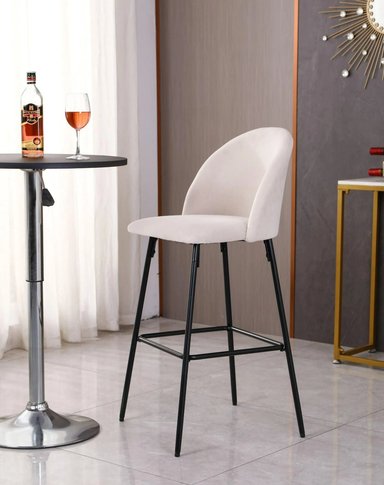 PACK 2 PISOS DE BAR TABURETE VELVET 66CM TERCIOPELO EN COLOR BLANCOS - 4