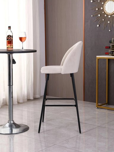 PACK 2 PISOS DE BAR TABURETE VELVET 66CM TERCIOPELO EN COLOR BLANCOS - 5