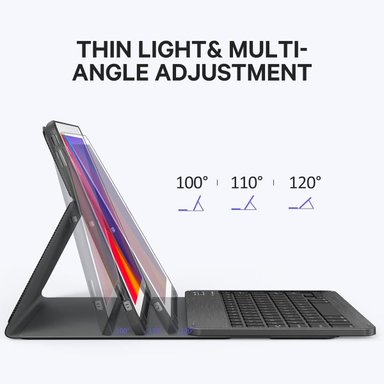 FUNDA CON TECLADO PARA IPAD 10.2 7 8 9 RANURA LAPIZ ROSADO - 3