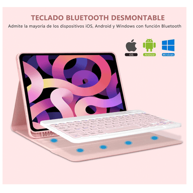 FUNDA CON TECLADO JOIGO PARA IPAD AIR 6 11' M2 2024 ROSADO - 2
