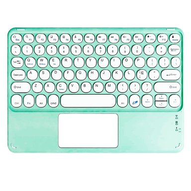 TECLADO INALAMBRICO BLUETOOTH TOUCHPAD ESPAÑOL Ñ RECARGABLE TURQUESA - 1