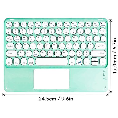 TECLADO INALAMBRICO BLUETOOTH TOUCHPAD ESPAÑOL Ñ RECARGABLE TURQUESA - 2
