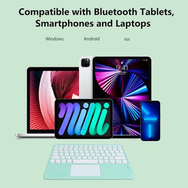 TECLADO INALAMBRICO BLUETOOTH TOUCHPAD ESPAÑOL Ñ RECARGABLE TURQUESA - 3
