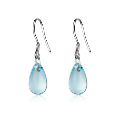 AROS TODOJOYAS GOTA CRISTAL CELESTE COLGANTE PLATA - 1