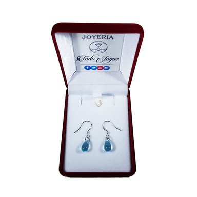 AROS TODOJOYAS GOTA CRISTAL CELESTE COLGANTE PLATA - 2