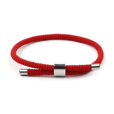 PULSERA TODOJOYAS CUERDA ROJA AJUSTABLE ACERO - 1