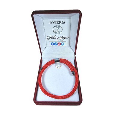 PULSERA TODOJOYAS CUERDA ROJA AJUSTABLE ACERO - 2