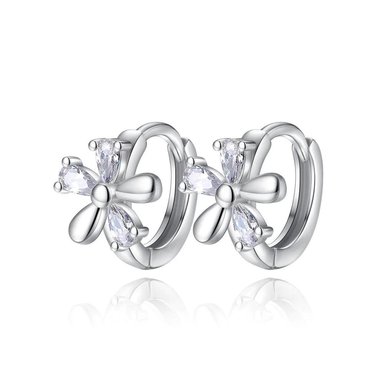 AROS TODOJOYAS DE FLOR CON CIRCONES PLATEADO PLATA - 1