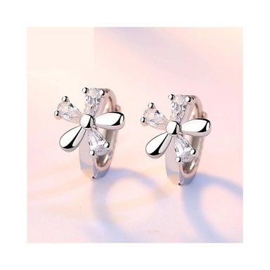 AROS TODOJOYAS DE FLOR CON CIRCONES PLATEADO PLATA - 2