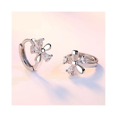 AROS TODOJOYAS DE FLOR CON CIRCONES PLATEADO PLATA - 3