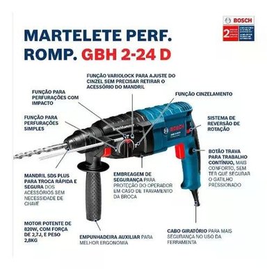 ROTOMARTILLO BOSCH GBH 2-24D 820W - 6