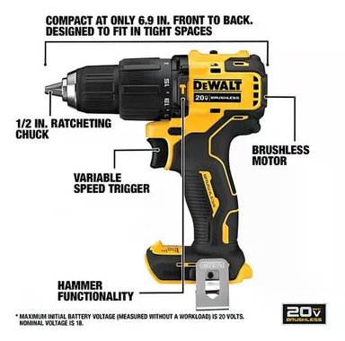 KIT DE TALADRO PERCUTOR DEWALT DCD709D2-B2 DE 13MM 20V - 4