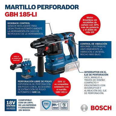 ROTOMARTILLO BOSCH GBH 185LI SOLO SIN BAT NI CARG - 8