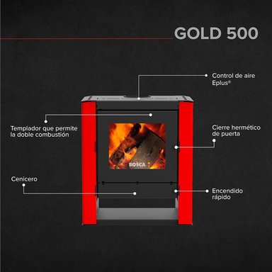 CALEFACTOR BOSCA A LEÑA GOLD 500 ROJO BV - 8