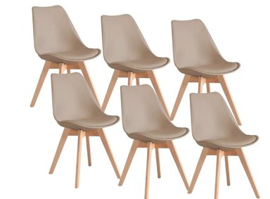 PACK 6 SILLA DE COMEDOR TULIP ASIENTO ACOLCHADO BEIGE - 1