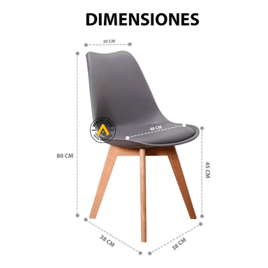 SILLA COMEDOR HABITA2 TULIP MENTA PACK 6 ASIENTO ACOLCHADO - 4