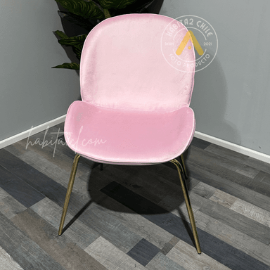 PACK 4 SILLAS PARA COMEDOR BERLIN TERCIOPELO FELPA PATAS DORADAS - ROSA - 2