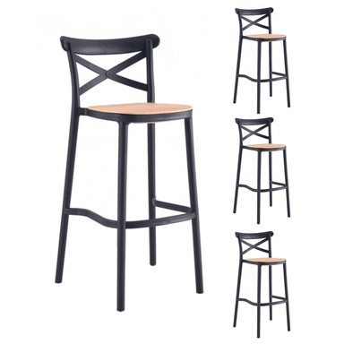 PACK 4 TABURETE O PISO SENA POLIPROPILENO PARA TERRAZA O DESAYUNADOR 75CM - NEGRO - 1