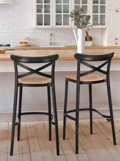 PACK 4 TABURETE O PISO SENA POLIPROPILENO PARA TERRAZA O DESAYUNADOR 75CM - NEGRO - 4