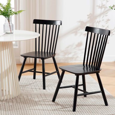 PACK 4 SILLA DE COMEDOR WINDSOR DE MADERA - NEGRO - 3