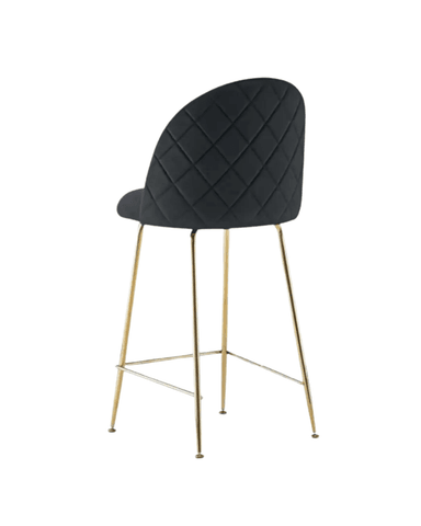 SET 2 PISOS TABURETES DE BAR 66 CM DELUXE GOLD SILLA TAPIZ TERCIOPELO - NEGRO - 3