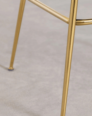 SET 2 PISOS TABURETES DE BAR 66 CM DELUXE GOLD SILLA TAPIZ TERCIOPELO - NEGRO - 4