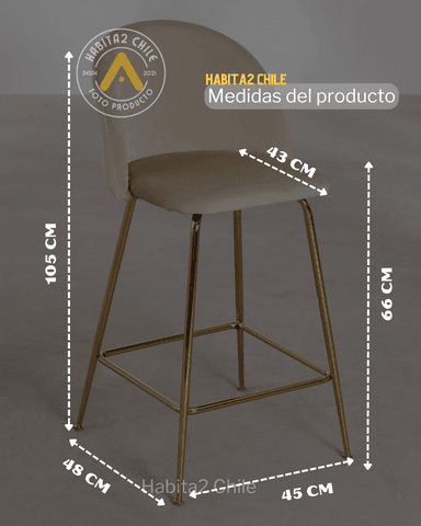 SET 2 PISOS TABURETES DE BAR 66 CM DELUXE GOLD SILLA TAPIZ TERCIOPELO - NEGRO - 5